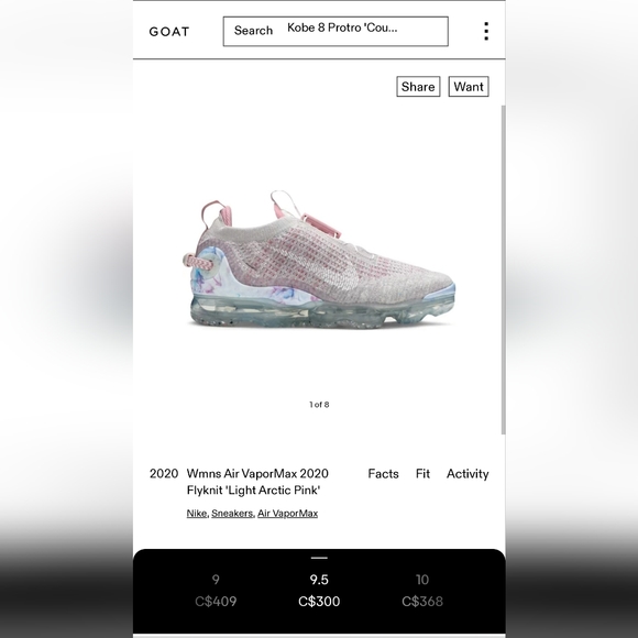 Nike Air VaporMax Flynit 2020 (Light Arctic Pink) Size 9.5 Womens/ 8 Mens - Picture 13 of 14
